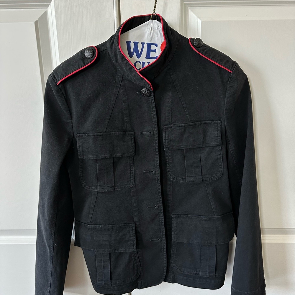 NILI LOTAN chic Black and red Military Style Jacket